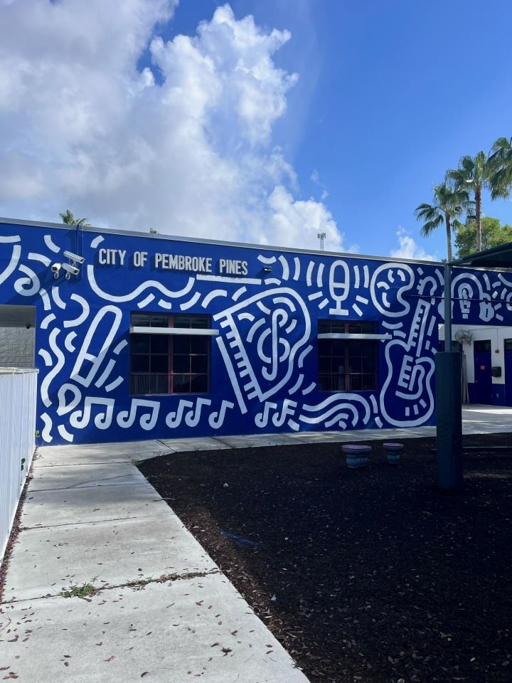 Mural @ Pines Art Center front of building