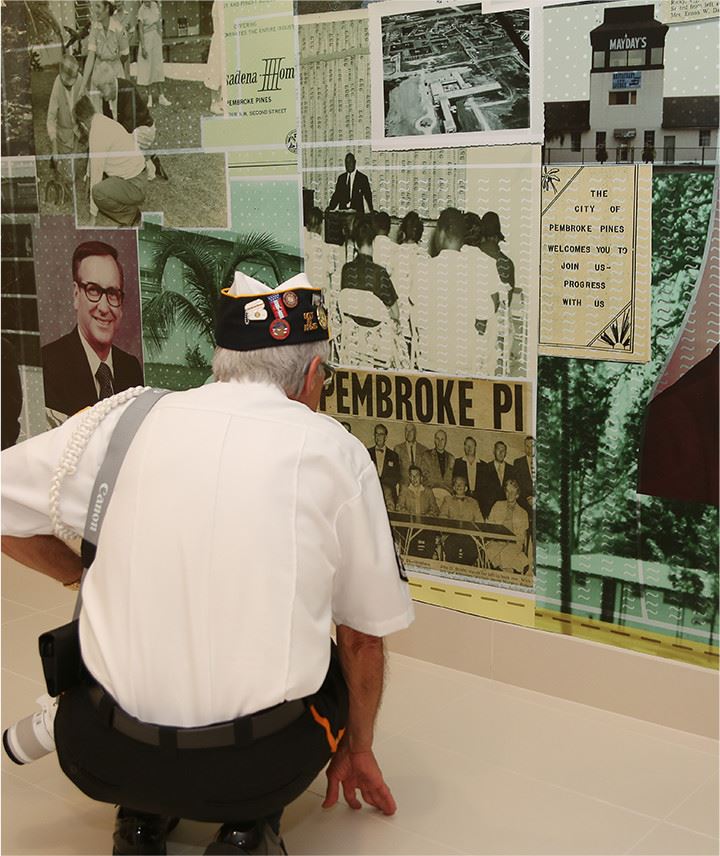 Man looking at articles