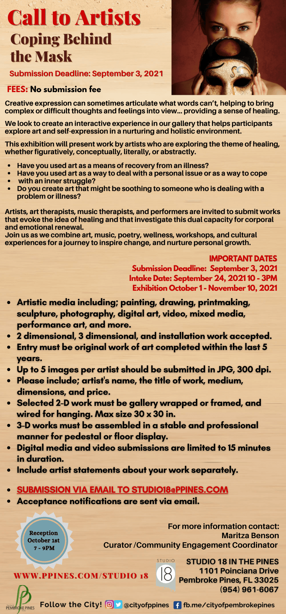 Call to Artist Coping Behind the Mask