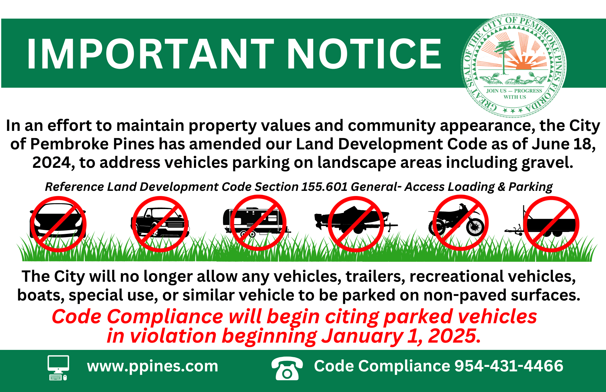 no parking on grass ENGLISH