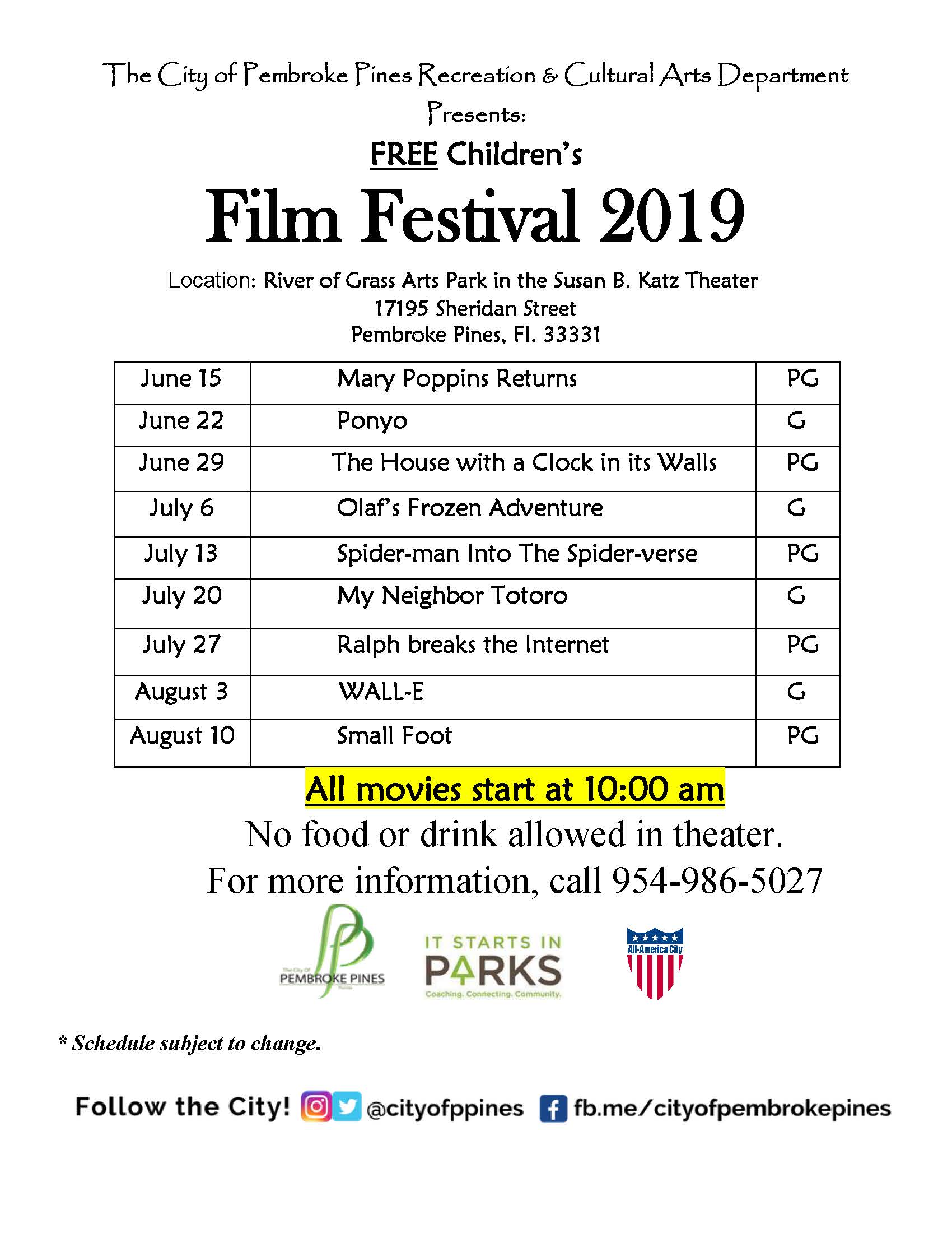 Film festival 2019 schedule of films